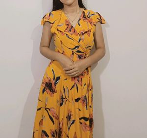 Honey Yellow Printed Dress
