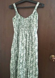 Green Floral Print Dress (M)