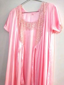 Elegant Pink Nightgown with robe