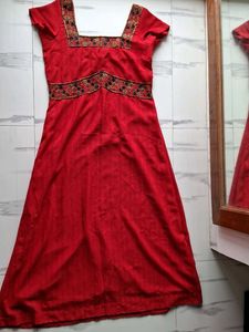Vintage Red Embroidered Dress