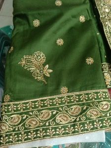 Green &amp; Gold Embroidered Salwar Kameez