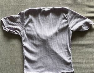 Ribbed Cropped Tie-Front Top