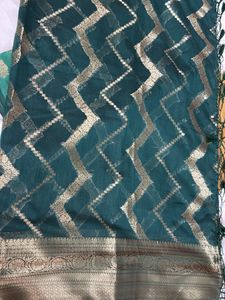 Green &amp; Gold Dress Material