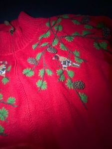 Red Bird Knit Sweater