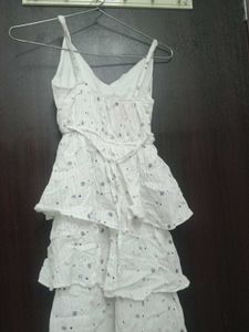 White Floral Tiered Dress