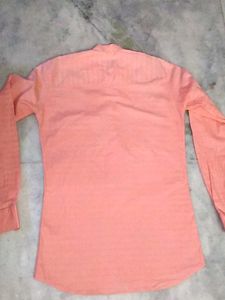Men’s Peach Cotton Kurta Style Shirt
