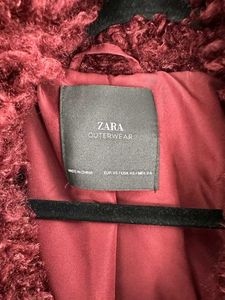 Zara Burgundy Faux Fur Overcoat