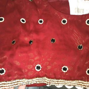 Red Party Wear Heavy Saree Blouse Petticoat Set