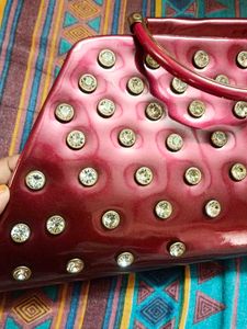 Vintage Red Jeweled Clutch