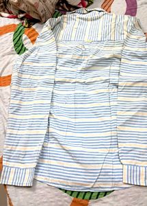 White Shirt  Full Sleeve Cotton  Blue Stripes.