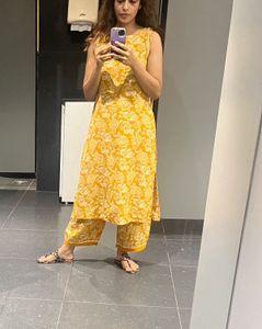 W Kurta Set In Mustard Colour