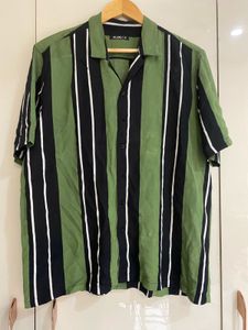 Mens Olive And Black Stripes Shirt