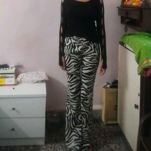 H&amp;M Bootcut Zebra Print Pants
