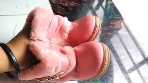 Pink Faux Fur Ankle Boots