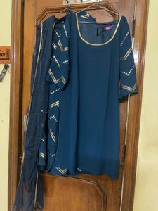 Libas Elegant Peacock Blue Kurta Set