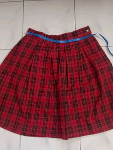 Red Plaid Pleated Skirt, uniform skirt