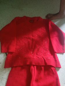 Beby Girls Wool Top And Pant Set.