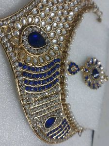 Blue Diamond Jewellery Set With Ring