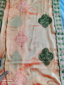 Women Orange Embroidery Saree🧡