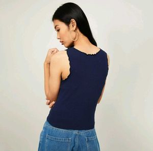 Navy Lace Trim Tank