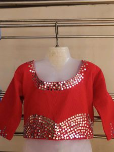 Red Mirror Work Blouse