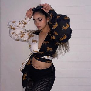 Boho Tiger Print Wrap Top