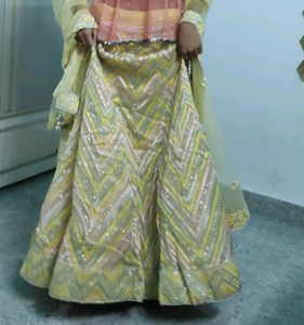Yellow Lehenga With Silver Embroidery