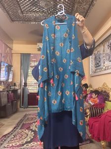 Knee Length Ethnic Shrug Sleeveless ,Floral Tassel