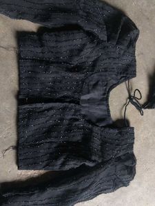 Elegant Silver Saree with Black Border