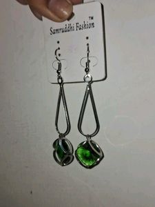 Green Teardrop Dangle Earrings