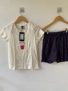 Navy Blue &amp; White Shorts Set