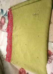Light Olive Colour Saree With Sequence Work