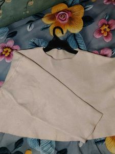 Beige Cropped Knit Sweater