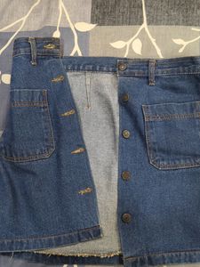 Blue Button Up Denim Skirt