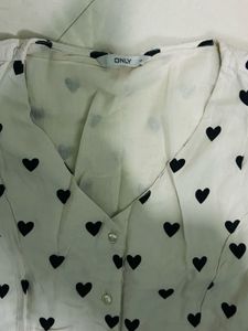 ONLY brand White Dress With Black Hearts