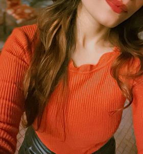Orange Ribbed Top