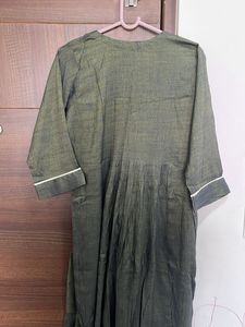 Olive Green Embroidered Kurta