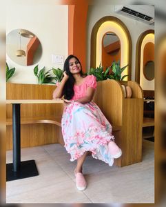 Pink Floral Midi Dress