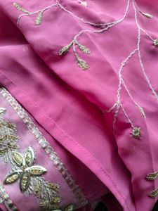 Pink Embroidered Saree