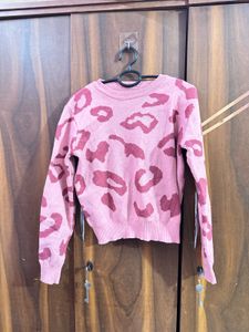 Pink Animal Print Sweater