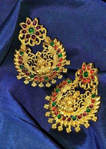Elegant Gold-Plated Lakshmi Earrings