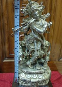 Brass Shree Krishna Idol With Cow
