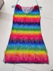 Rainbow Knit Cover-Up Dress