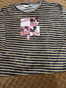 Two Striped Mickey Mouse Graphic Tee