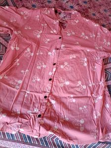 Pink Top With A Cute Print & Flowy Sleeves