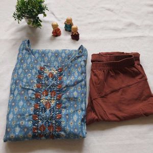 Embroidered Blue Kurta
