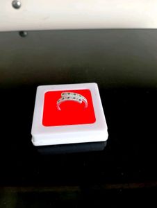 Green + White Diamond Ring Pure Silver