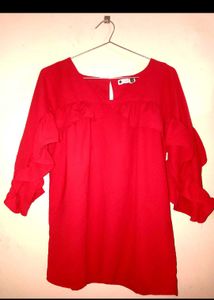 Red Ruffle Top With Free Gift 🎁
