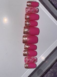 Pink & Gold Glitter Press-On Nails