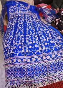 Very Beautiful Net Embroidered Semi Stitched Gown